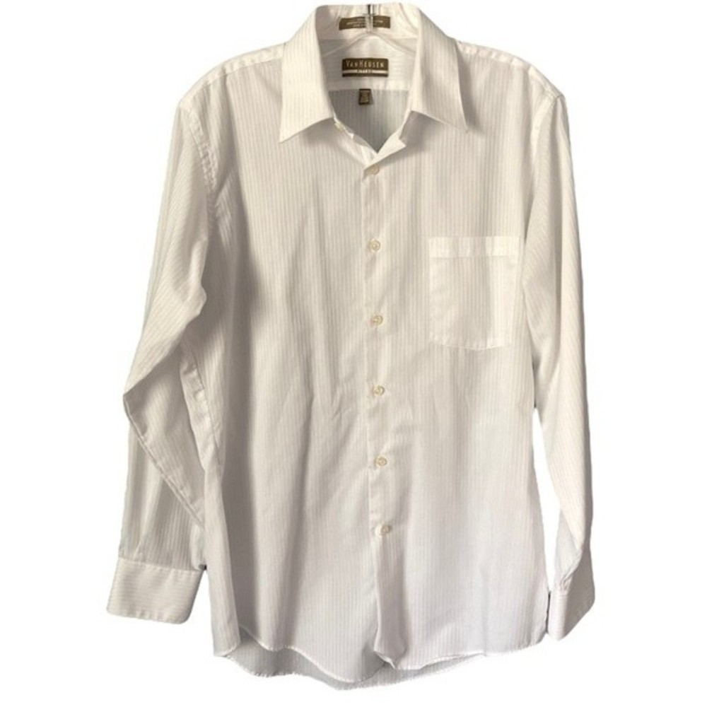 Van Heusen Wrinkle Free White Long Sleeve Button Front Shirt 15.5 32/33